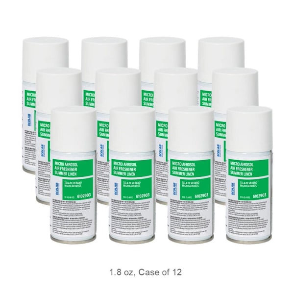 Ecolab Scientific Clean Micro Aerosol Air Freshener Summer Linen - RTU 1.8 Oz, Case Of 12