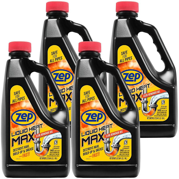 Zep Liquid Heat Max Clog Remover Gel 64 Oz. For Hair Build-Up/Grease Case Of 4