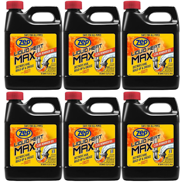 Zep Liquid Heat Max Clog Remover Gel 32 Oz. For Hair Build-Up/Grease Case Of 6