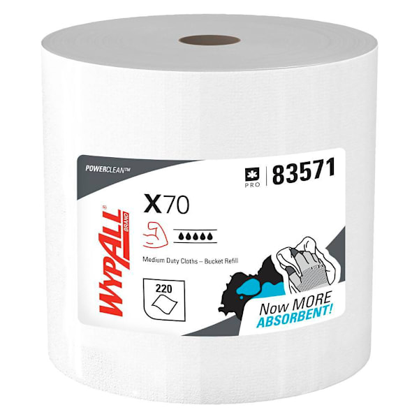 Wypall Powerclean X70 Medium Duty Cloth Long Lasting Towels White Case Of 3
