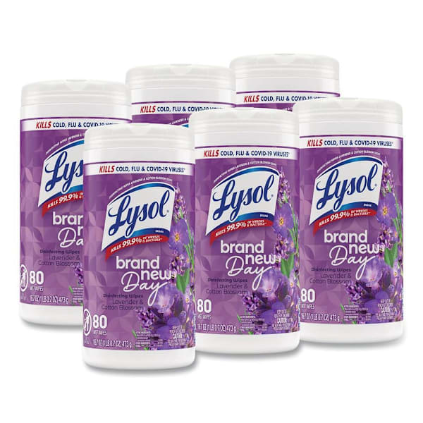 Lysol Disinfecting Wipes 1-Ply 7 X 7.25 Lavender/Cotton Blossom White Case Of 6