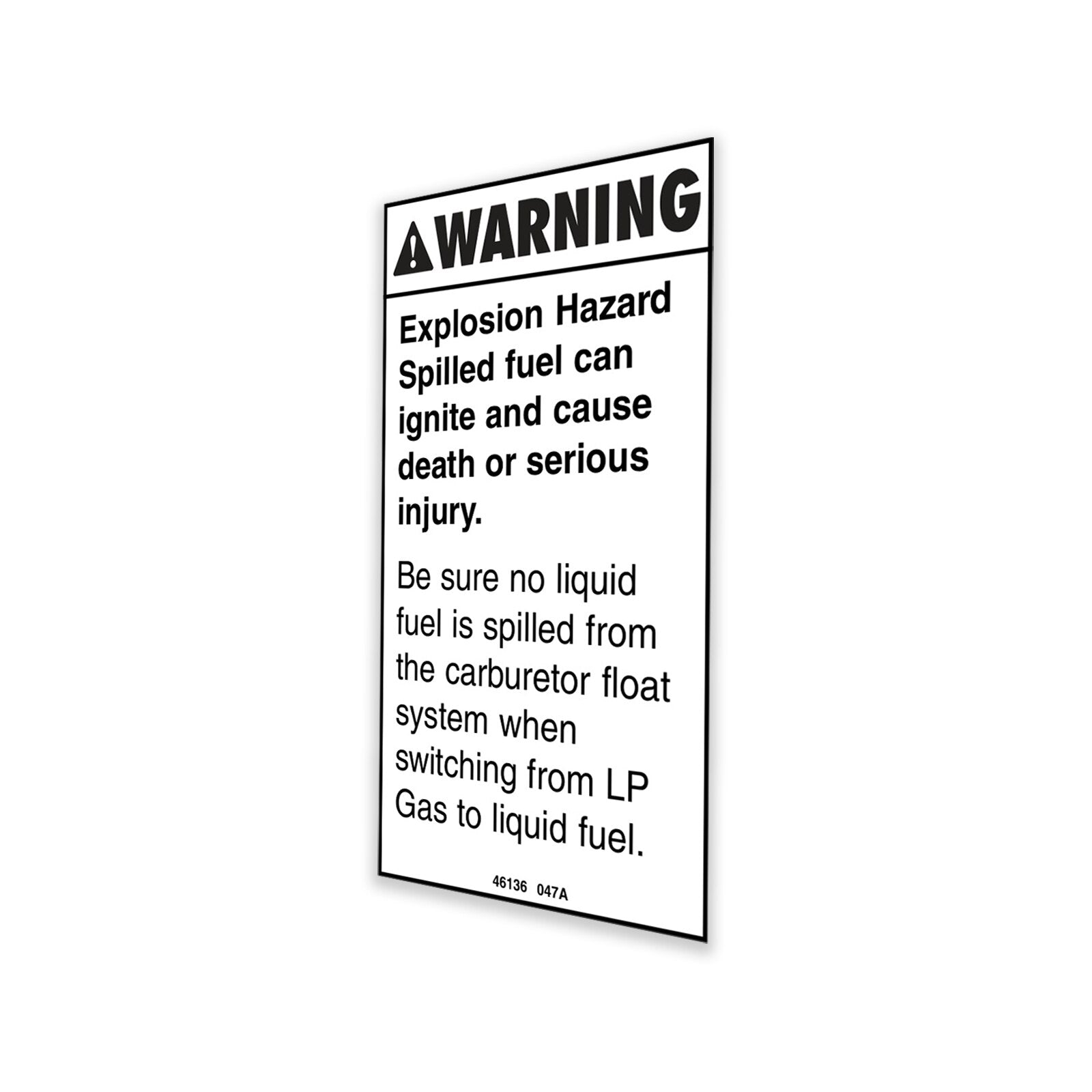 Genie Part # 46136GT – Decal, Warning, Explosion Hazard