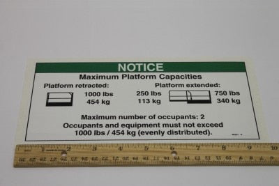 Genie Part # 48331GT – Decal, Notice, Max Cap 1000/250