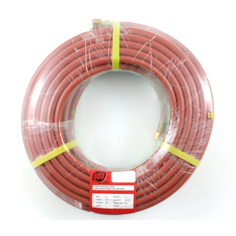 50 FEET Grade T 1/4″ OxyFuel Welding & Cutting Twin Hose with BB Fittings
