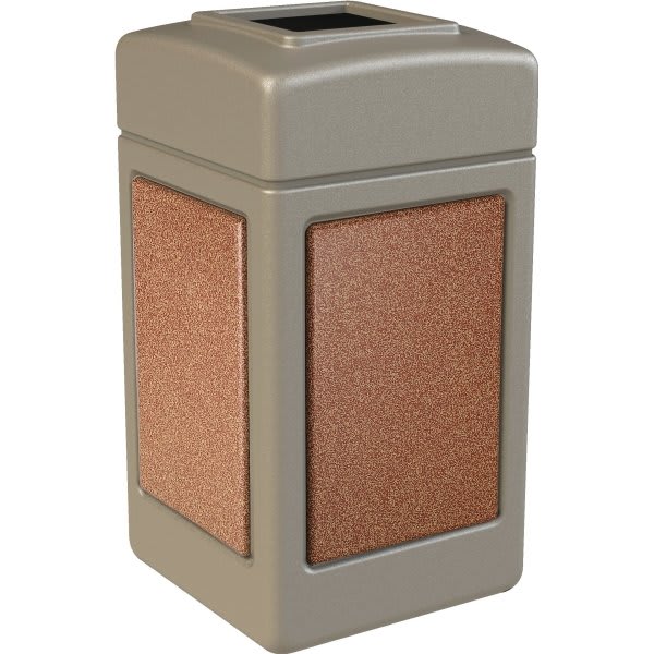 Commercial Zone Products Stonetec 42 Gallon Waste Receptacle W/ Sedona Paneled (Beige)
