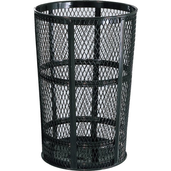 Rubbermaid Commercial 45 Gallon Steel Street Basket Trash Can (Black)