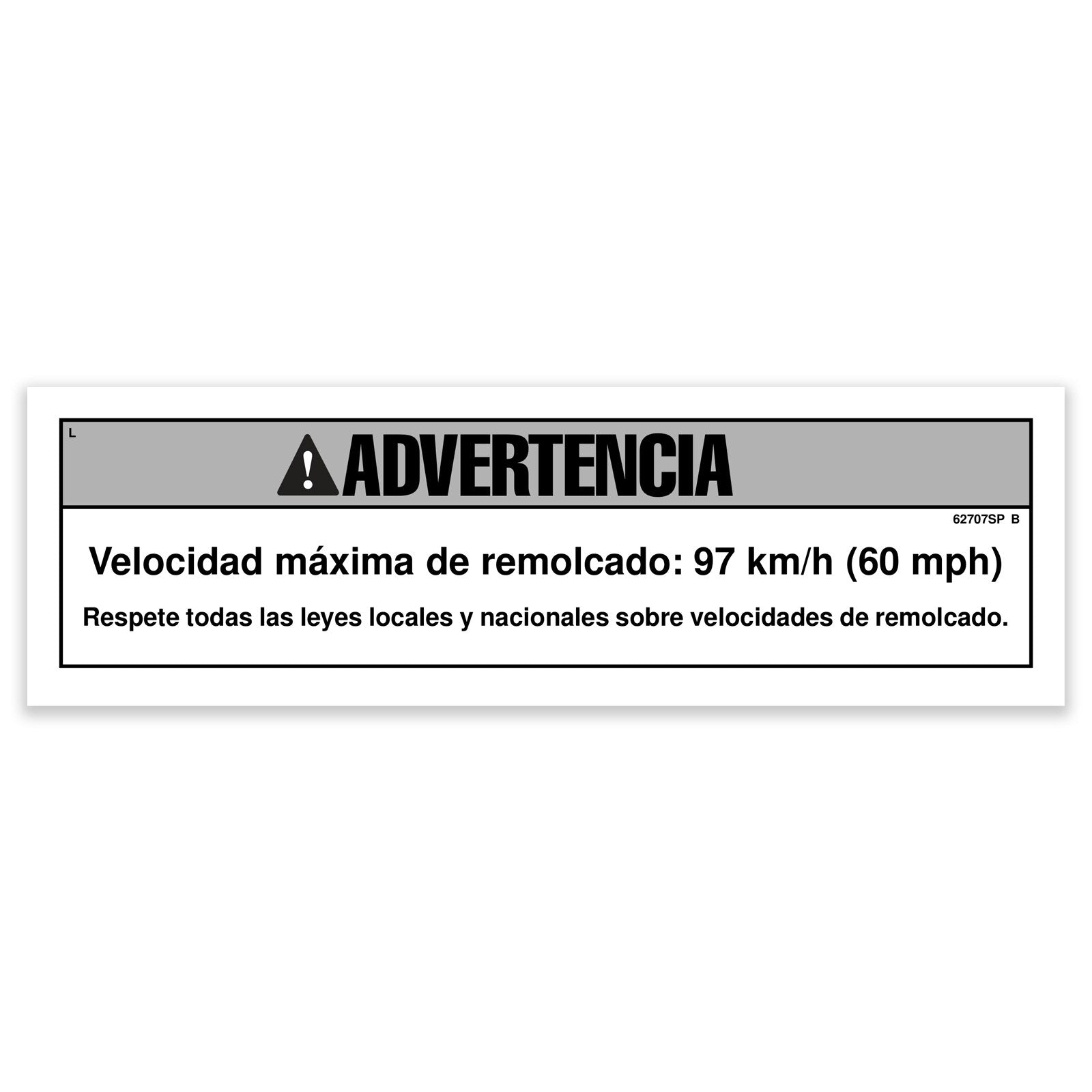 Genie Part # 62707SPGT – Decal, Warning, Max Towing Speed
