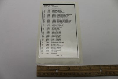 Genie Part # 65053GT – Decal, Label, Fault Codes