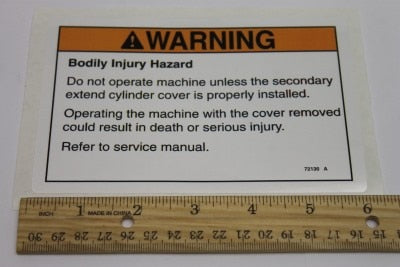 Genie Part # 72130GT – Decal, Warning, Bodily Injury
