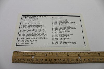 Genie Part # 72825GT – Decal, Label, Fault Codes