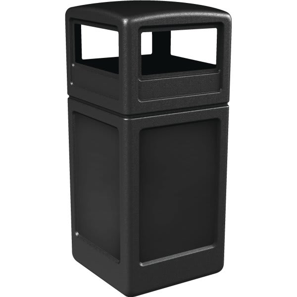 Commercial Zone Products 42 Gallon Square Waste Container W/ Dome Lid, Black