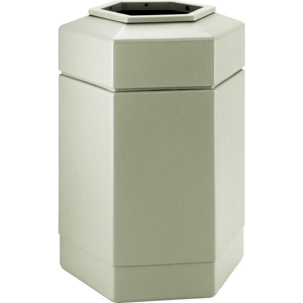 Commercial Zone Products Polytec 30 Gallon Hexagon Trash Can (Beige)