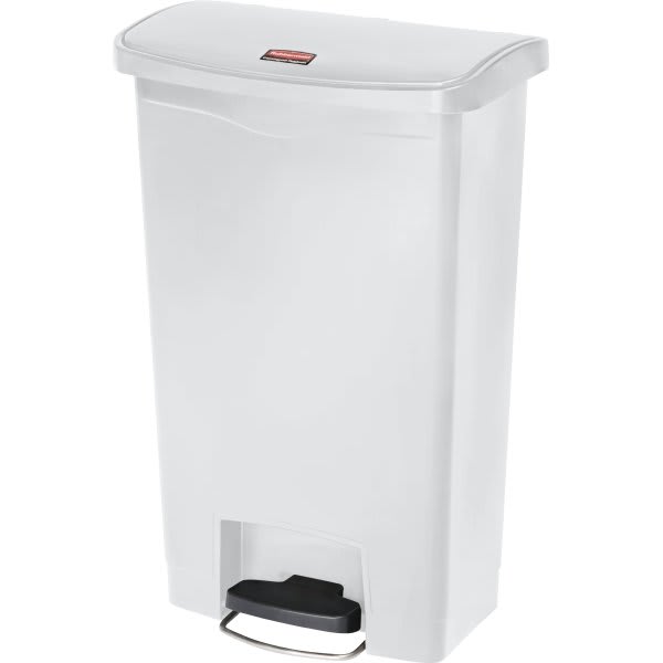 Rubbermaid Commercial Slim Jim 13 Gallon Front Step-On Trash Can (White)