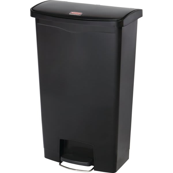Rubbermaid Commercial Slim Jim 18 Gallon Front Step-On Trash Can (Black)