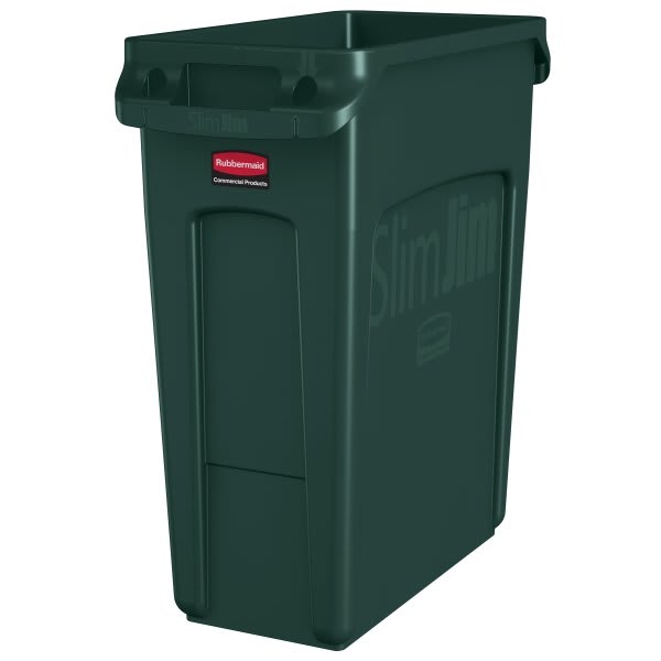 Rubbermaid Commercial Green Slim Jim 16 Gallon Rectangle Trash Can (4-Pack)