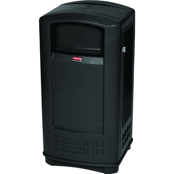 Rubbermaid Commercial Plaza 35 Gal. Plaza Junior Container W/ Side Door (Black)