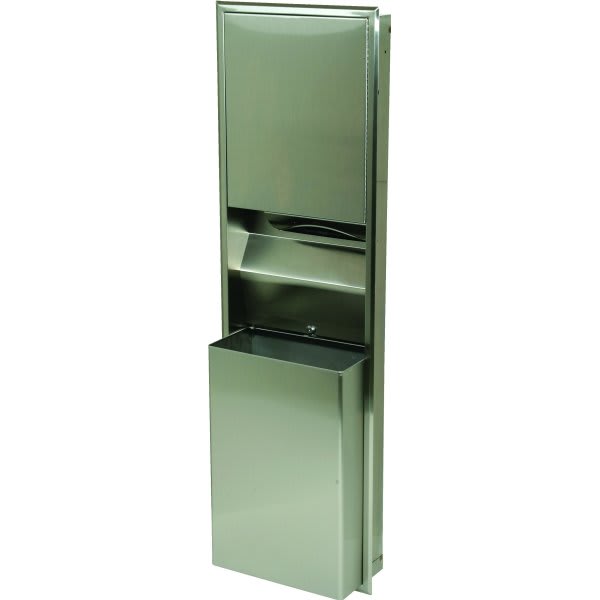Bobrick Folded Towel Dispenser And 12 Gal Waste Bin (Stainless Steel)
