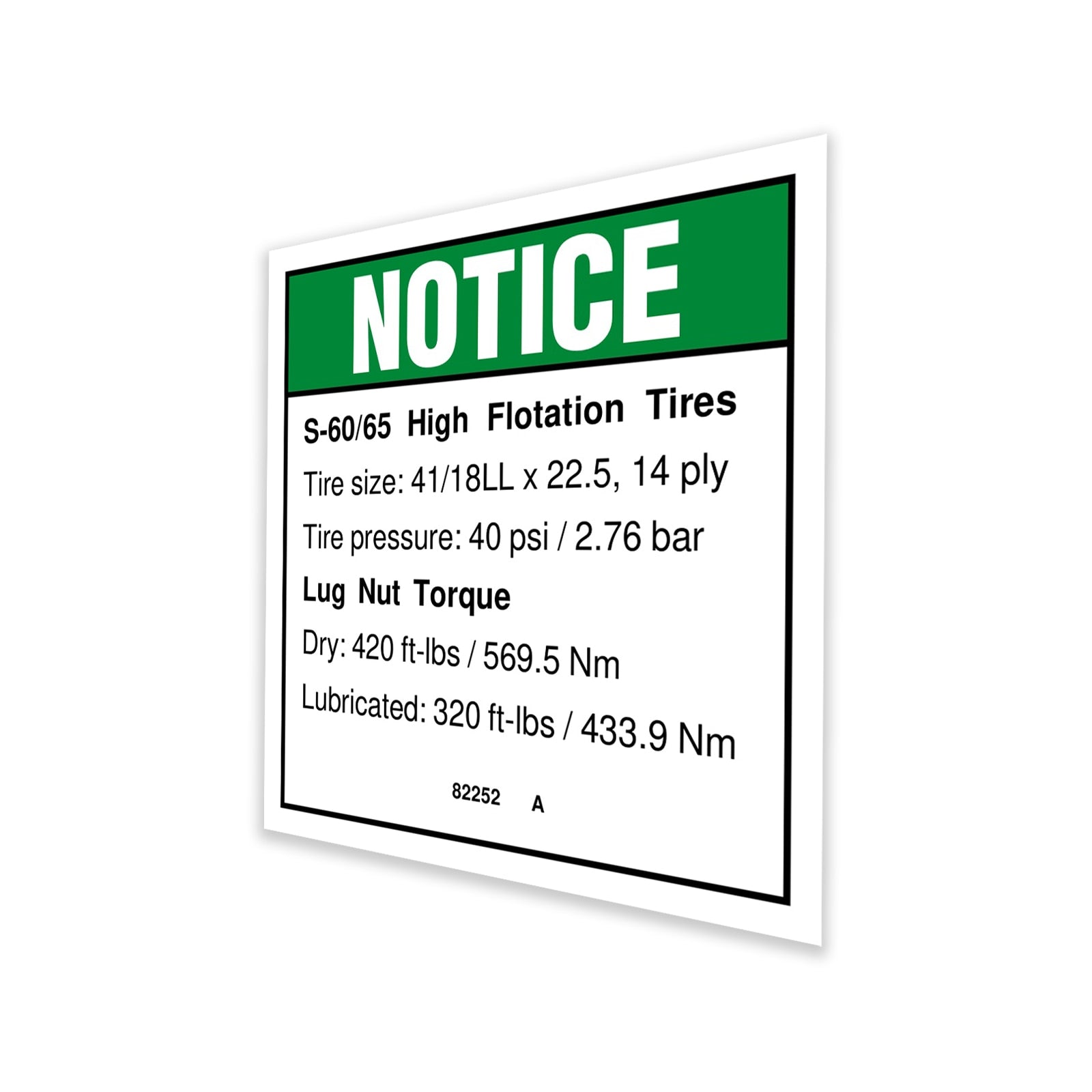 Genie Part # 82252GT – Hi-Float Tire Decal