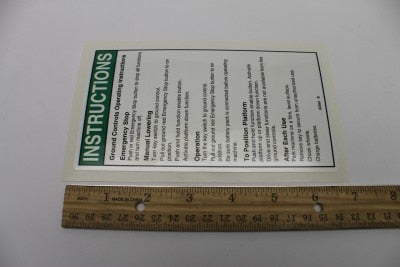 Genie Part # 82263GT – Decal, Notice, Oper Inst, GCP