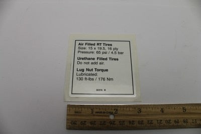 Genie Part # 82316GT – Decal, Notice Tire Pressure