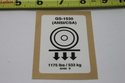 Genie Part # 82485GT – Decal, Label, Wheel Load 1530