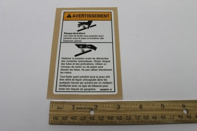Genie Part # 82558FRGT – Decal, Warning-Skin Injection