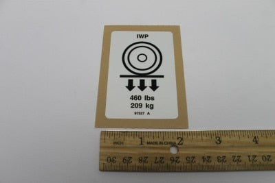 Genie Part # 97527GT – Decal, Label, Wheel Load, IWP