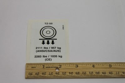 Genie Part # 97568GT – Decal, Label, Wheel Load, TZ50
