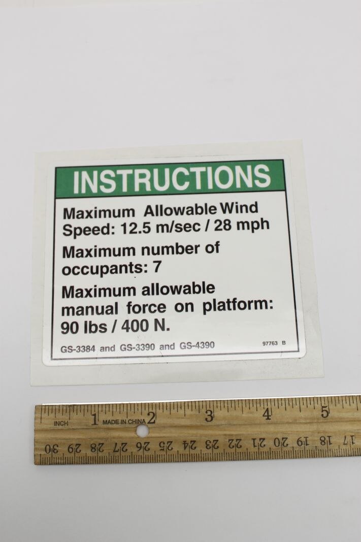Genie Part # 97763GT – Decal, Notice, Man Force, Austral