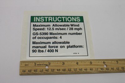 Genie Part # 97764GT – Decal, Notice, Man Force, Austral