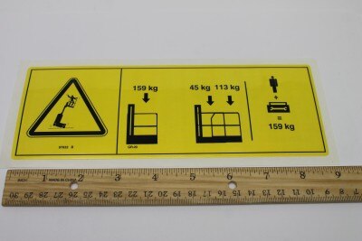 Genie Part # 97833GT – Decal-Danger,Max Cap-159 Kg