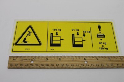 Genie Part # 97835GT – Decal-Danger,Max Cap-159 Kg Sp