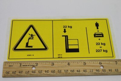Genie Part # 97873GT – Decal-Danger,Max Cap-Tray,Sym