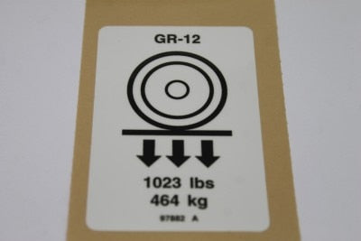 Genie Part # 97882GT – Decal, Label, Wheel Load GR12
