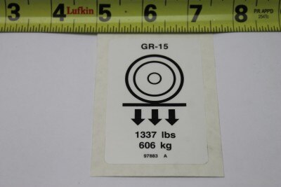 Genie Part # 97883GT – Decal, Label, Wheel Load GR15