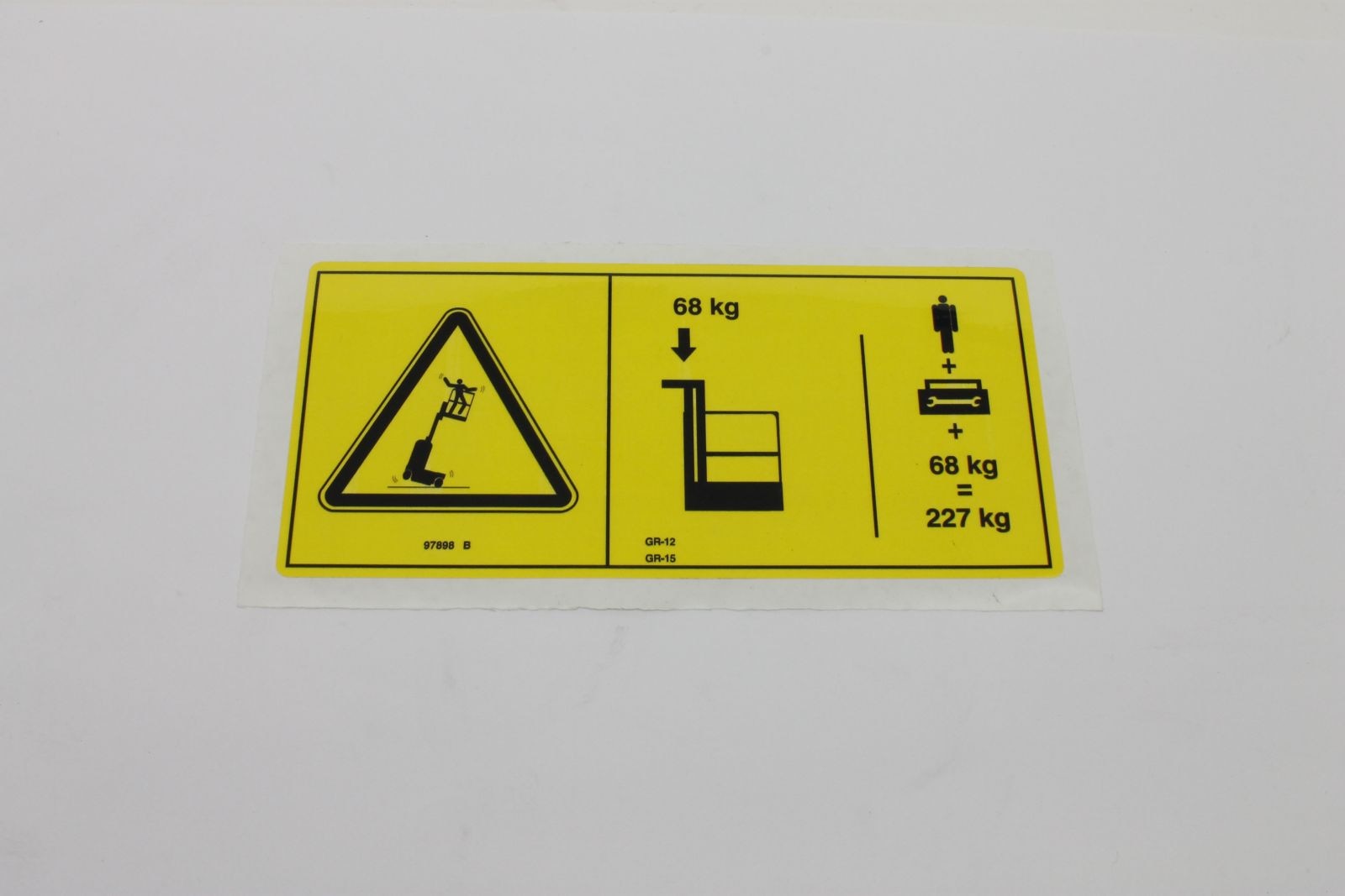 Genie Part # 97898GT – Decal-Danger,Max Cap-Parcel Sy