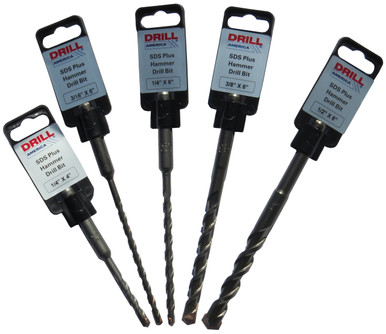 1/4" - 1/2" 5 Piece SDS-Plus Hammer Bit Drill Bit Set SDSSET