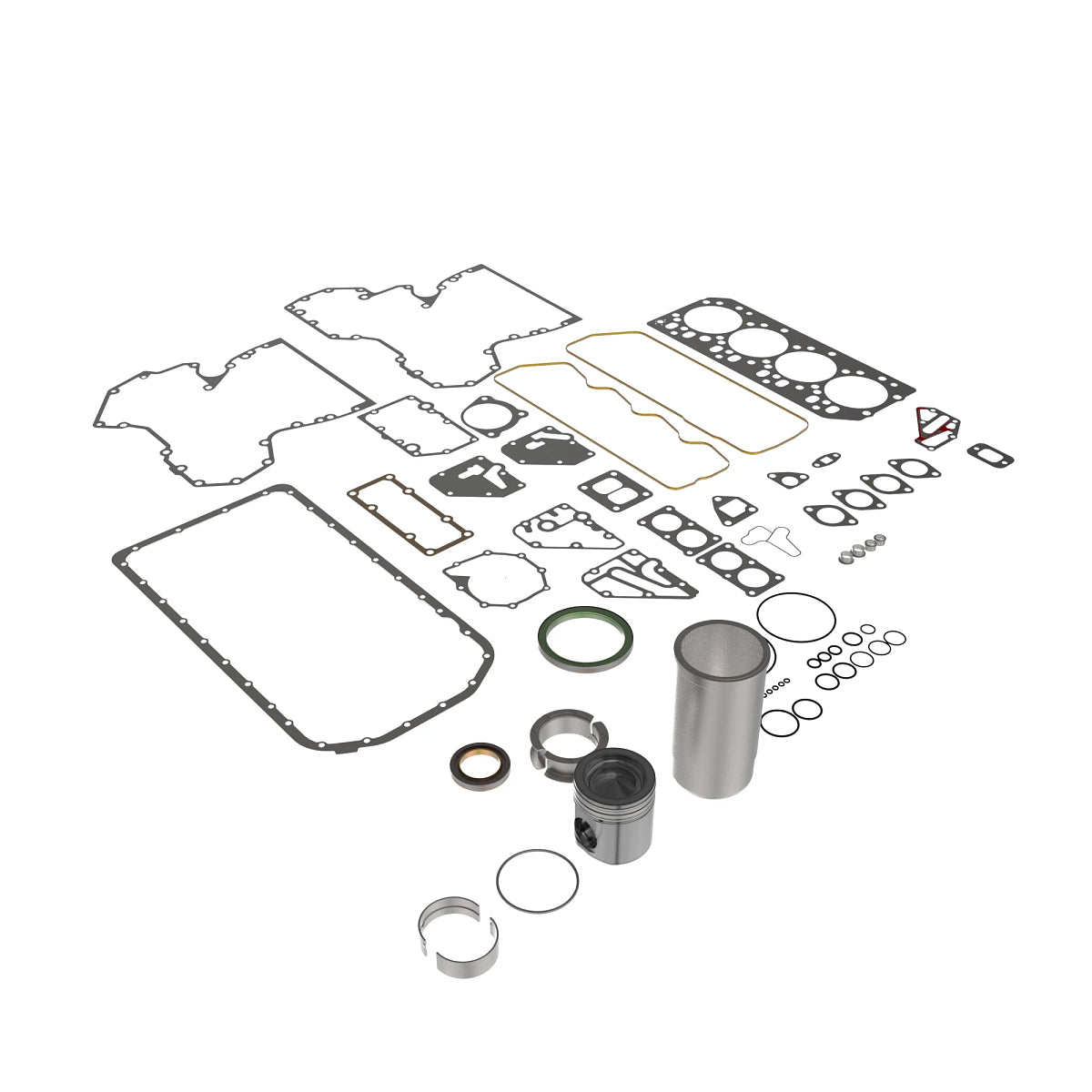 Maxiforce Overhaul Engine Kit, Standard Pistons, .020" Main Bearings, .010" Rod Bearings, 6.619Mid for John Deere