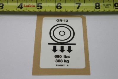 Genie Part # T106667GT – Decal, Label, Wheel Load GR12