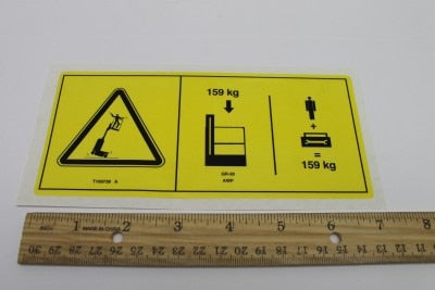 Genie Part # T108738GT – Decal-Danger,Max Cap-159 Kg