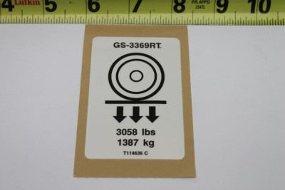 Genie Part # T114636GT – Decal, Label, Wheel LD, GS3369RT