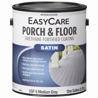 Porch & Floor Exterior Coating, Urethane Fortified, Medium Gray Satin, 1 Gallon