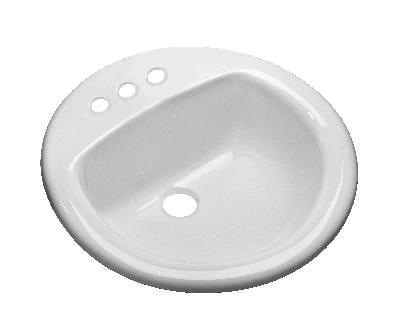 Self-Rimming Lavatory Sink, Round, White, 19 In.