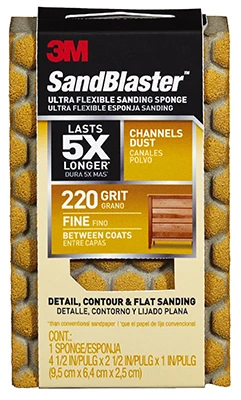 3-in-1 Sanding Sponge, Fine 220 Grit