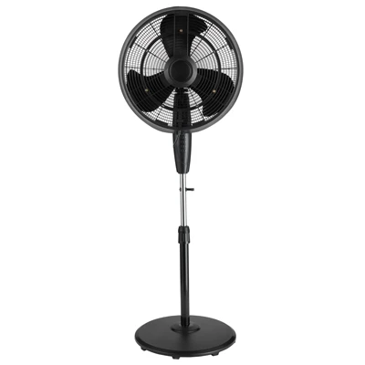Oscillating Misting Fan, 3-Speed, Black Matte, 18-In.
