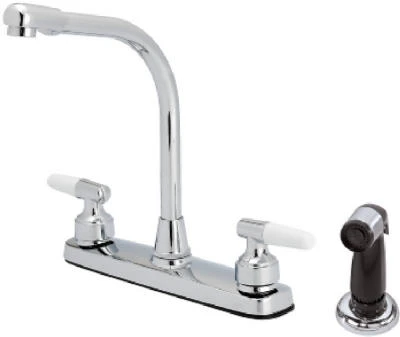 Kitchen Faucet With Side Spray, 2 Lever Handles, Chrome