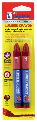 Lumber Crayon Markers, Red, 2-Pk.