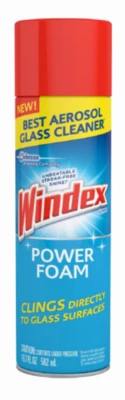 Windex Fast Shine Foam Glass Cleaner, No-Drip Aerosol Cleaning Spray, 19 oz