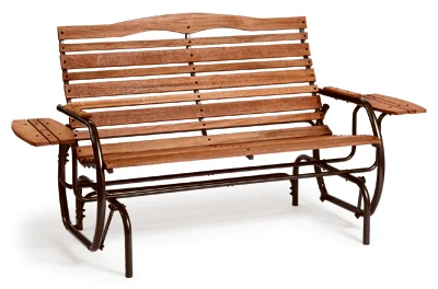 Country Garden Hi-Back Glider With Trays, Hardwood Slats, 66 In.