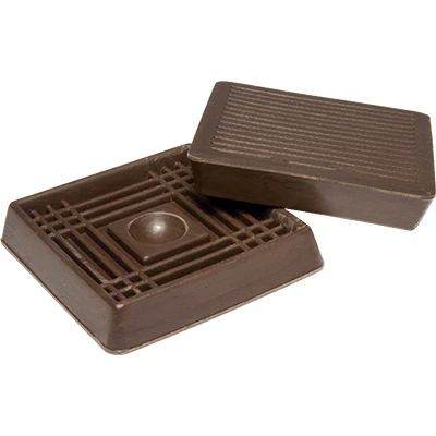 Furniture Cups, Brown Rubber, Square, 2-1/16-In., 4-Pk.